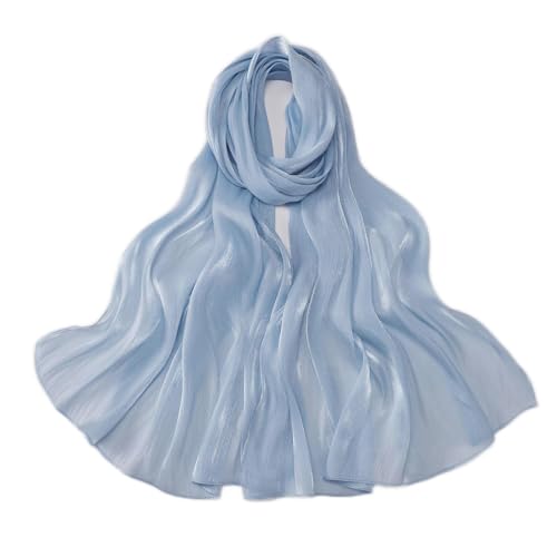 Premium Hijab Head Scarf for Women Lightweight Shimmer Hijab Head Wrap Scarves Crepe Satin Scarf Shawl Wrap - color: Baby Blue