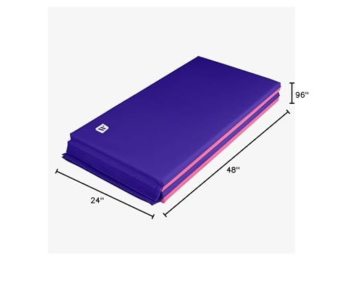 We Sell Mats Gymnastics Mat, Folding Tumbling Mat, Portable with Hook & Loop Fasteners - color: Purple / Pink, size: 4 ft x 8 ft x 2 in