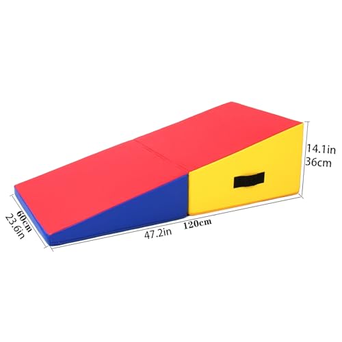 Gymnastics Incline Mat, Folding Gymnastics Wedge With Carrying Handle For Gymnastics, Martial Arts, Cheerleading, Dance Yoga Stretching Training Ex - color: Red, size: 120×60×36cm（47.2×23.6×14.1in）