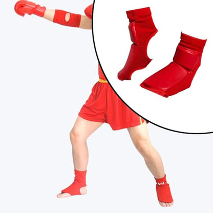 Boxing Foot Protector Gear Training Sparring Gear Non Slip Impact Resistant Foot Guard Foot Pads for Wrestling Punching Bag (1 Pair)- Red Small