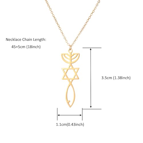 Stainless Steel Jewish Jewelry - Star of David/Hamsa Hand/Menorah/Israel Map Pendant – Israel Necklace for Women & Men - Religious Gifts for Hanukkah, Bar Mitzvah include a Gift Box - color: Gold-Messianic Seal Necklace