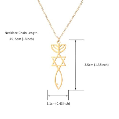 Stainless Steel Jewish Jewelry - Star of David/Hamsa Hand/Menorah/Israel Map Pendant – Israel Necklace for Women & Men - Religious Gifts for Hanukkah, Bar Mitzvah include a Gift Box - color: Gold-Messianic Seal Necklace
