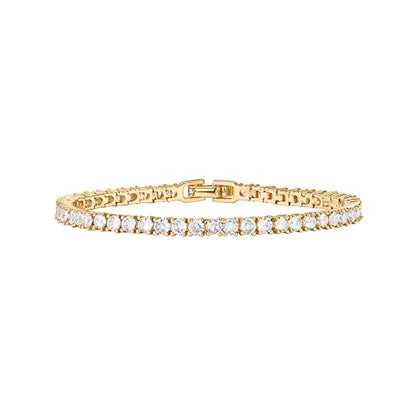 PAVOI 14K Gold Plated 3mm Cubic Zirconia Classic Tennis Bracelet | Gold Bracelets for Women - color: 14K Yellow Gold, size: 7.5 Inches