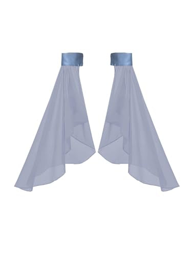 Detachable Sleeves for Wedding Dresses Chiffon Bell Sleeve Arm Covers Victorian Gothic Bridal Gown Accessories - color: Gray Blue