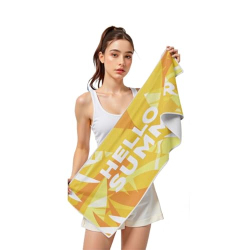 Cooling Sports Towel 39"X11.8" Cold Feeling Towel for Gym Fitness Running Yoga Pilates Soft Quick Dry Breathable Lightweight Camping Towel Summer Hiking Climbing Workout Essentials(Yellow) - color: Yellow