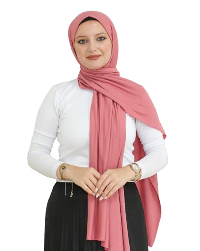 Prien Hijab for Women Viscose Scarf Lightweight Muslim Hijabs Long Shawl Islamic Scarves Turkey Silk Headscarf for Womens - color: Dusty Rose