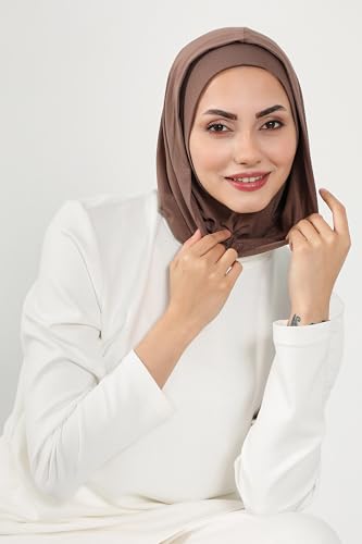 Aisha's Design Full Coverage%95 Cotton Bonnet for Women, Ready-to-Wear Hijab Bonnet Headscarf with Neck Coverage - color: Chocolate