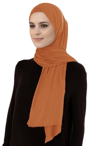 Lina & Lily Breathable Premium Modal Woven Hijab Head Scarf Shawl Wrap for Muslim Women Lightweight - color: Burnt Orange