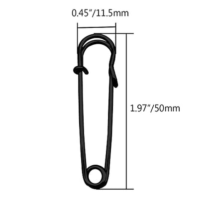 Safety Pins Brooches 2 inch/50mm Heavy Duty Blanket Pins for Blankets, Crafts, Kilts, Skirts, Sweaters, Shawls - 30 Pack (2 Inch/50mm, Black) - color: Black, size: 2 inch