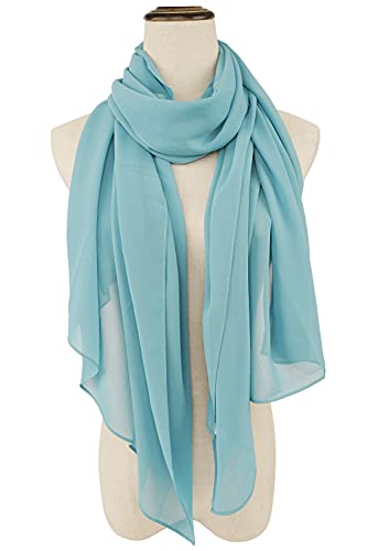 YOUR SMILE for Women Lightweight Breathable Solid Color Soft Chiffon Long Fashion Scarves Sun-proof Shawls Wrap - color: Teal