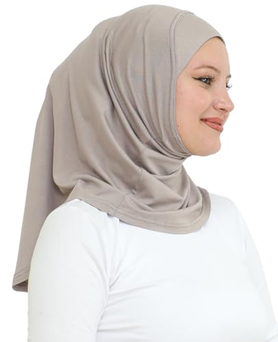 Prien Sport Instant Hijab For Women, Muslim Cotton Turban, Soft Head Scarf, Ready To Wear Hijabs Prayer Clothes, Islamic Wear - color: Light Mink