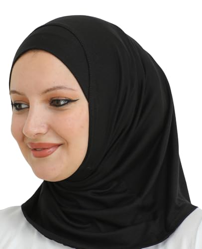 Prien Sport Instant Hijab For Women, Muslim Cotton Turban, Soft Head Scarf, Ready To Wear Hijabs Prayer Clothes, Islamic Wear - color: Black