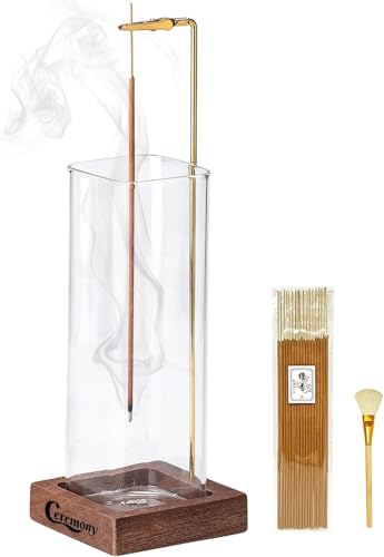 Ceremony Incense Holder,Wooden Incense Holder for Sticks with Ash Catcher - color: Wood Bottles Square