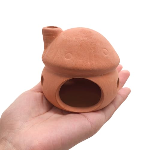 M2cbridge Natural Clay Pottery Ceramic Jar Vase Cichlid Small Fish Shrimp Aquarium Decor to Play Hide Breed Habitat (Red Clay, 2pcs) - color: Red Clay, 2pcs