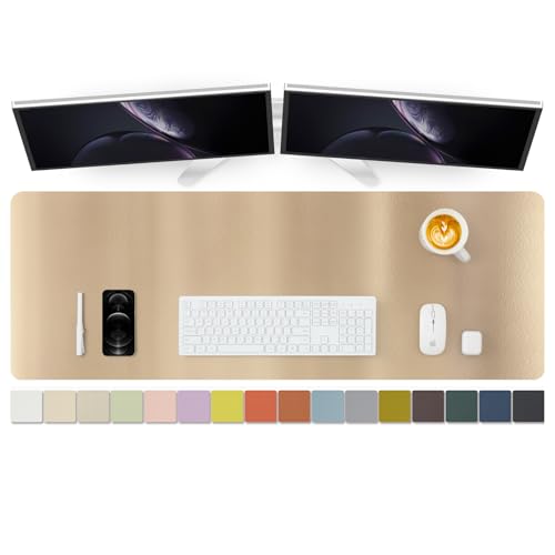 Large Desk Mat - 47.2"x 17" Non-Slip PU Desk Pad for Office and Home - Ideal for Large Mouse Pad and Desk Mats on Top of Desks(Champagne Gold) - color: Champagne Gold, size: 47.2" x 17"