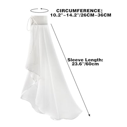 DAZCOS Victorian Long Tulle Sleeves for Women Chiffon Detachable Gloves for Wedding Dress Halloween Party Pageant - color: White-01