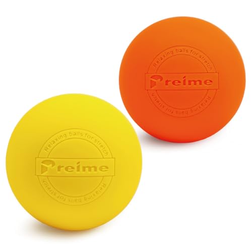 Massage Lacrosse Balls for Myofascial Release, Trigger Point Therapy,Manual Massage Balls, Muscle Knots, and Yoga Deep Tissue Massage. Set of 2 Firm Balls (Orange and Yellow) - color: Orange and Yellow