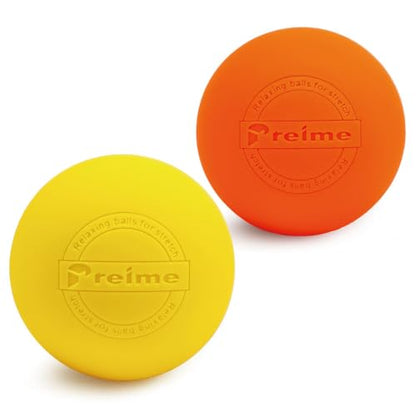 Massage Lacrosse Balls for Myofascial Release, Trigger Point Therapy,Manual Massage Balls, Muscle Knots, and Yoga Deep Tissue Massage. Set of 2 Firm Balls (Orange and Yellow) - color: Orange and Yellow