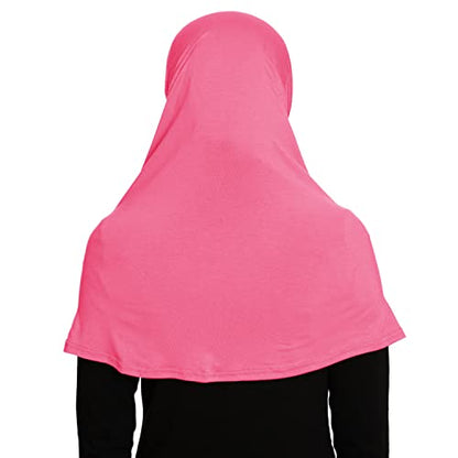 TheHijabStore.com Women's 2 Piece Amira Jersey Hijab - Soft Modal Stretch Head Scarf with Tube Under Scarf Cap - color: Hot Pink