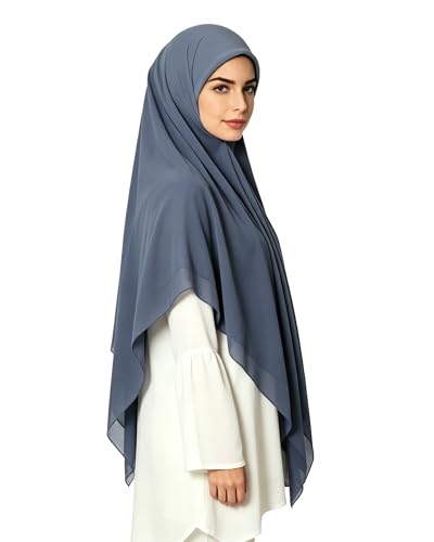 Lina & Lily Premium Chiffon Hijab Head Scarf Shawl Wrap for Muslim Women Square 58'' x 58'' - color: Slate Gray