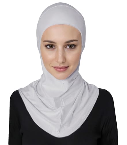 Lina & Lily Modal Jersey Full Coverage Ninja Hijab Undercap with Neck Cover for Muslim Women - color: Light Gray