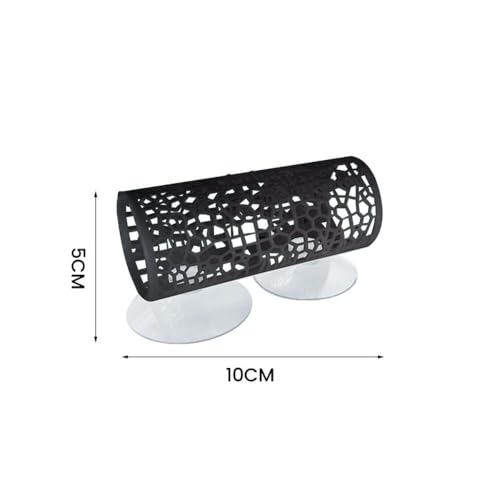 Fish Tunnel Small Hole Hollow Fish Hideout Resting Tube with Suction Cup for Fish Tank Aquarium Ornaments Decoration(Black)