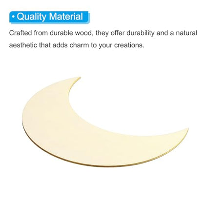 PATIKIL 6.7"x2.4" Wooden Moon, 10 Pack Unfinished Wood Moon Blank Wooden Cutouts Ornaments Natural Wood Pieces for Christmas Party Craft Projects - size: 6.7"x2.4"