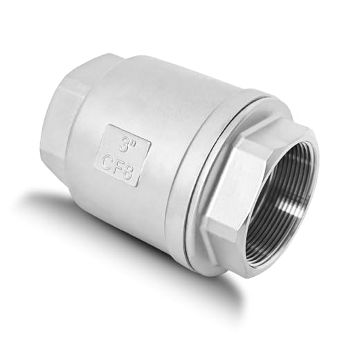 3" NPT Stainless Steel Spring Check Valve, WOG1000 NPT Thread unleaded In-Line Vertical Check Valve Non Return One Way Counterflow to Prevent the Medium Backflow for Oil Water Gas Air DN80 - size: 3"-NPT