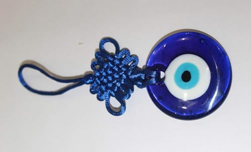 IS4A Talisman - Single Glass Evil Eye Protection - Good Luck Charm, Home, Office, Car Decoration, Blessing Ornament, Reflects Negative Energy (5 Inch) - size: 5 Inch