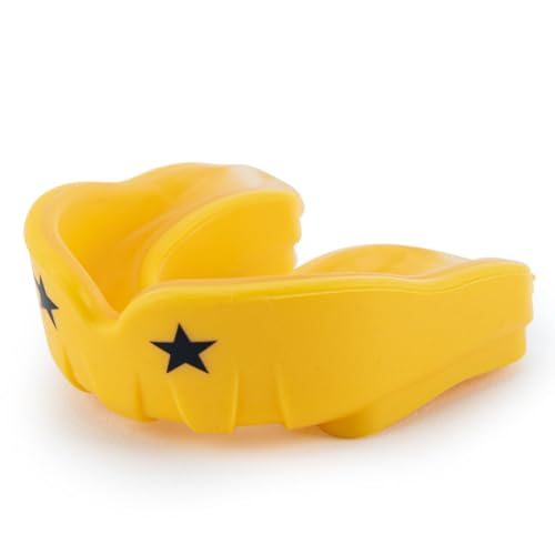 YOKKAO Muay Thai Boxing Mouth Guard – Boil and Bite Mouthguard with case for All Contact Sports, Easy Breathing Mouthpiece for Adults - Yellow - color: Yellow