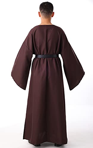 BLESSUME Medieval Wicca Pagan Ritual Robe with Belt - color: Brown, size: Large