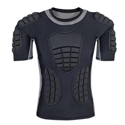 Topeter Men’s Padded Football Shirt with Chest, Rib, Back, Shoulder Pads, Impact Protection Shirts for Rugby, Baseball - size: X-Large, style: Gray