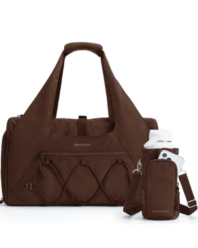 BAGSMART Gym Bag for Women, Lightweight Duffel with Shoe Compartment, Tote Bag with Wet Pocket for Yoga Travel, Chocolate - color: Chocolate