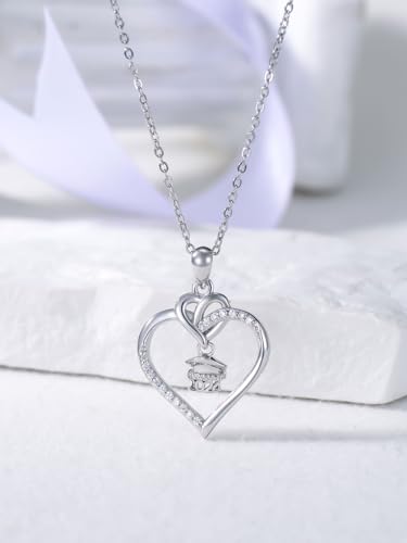 Graduation Gifts for Women 925 Sterling Silver Compass/Graduation/Vet/Cross/Stethoscope Necklace for Women - color: Graduation-2024