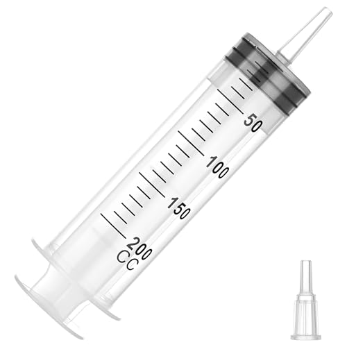 200ml Large Syringe for Thick Liquids,Individually Wrapped | Plastic Syringe Without Needle for Scientific Labs, Oil, Lubricant Refilling - style: 200cc