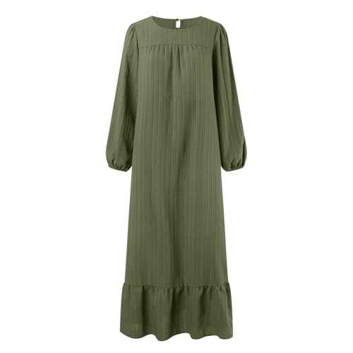 Prayer Dress for Women Muslim Spring Dress 2026 Casual Long Sleeve Flowy Maxi Wedding Guest Muslim Clothes - color: Green, size: 5X-Large