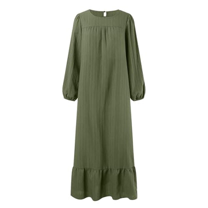 Prayer Dress for Women Muslim Spring Dress 2026 Casual Long Sleeve Flowy Maxi Wedding Guest Muslim Clothes - color: Green, size: 5X-Large