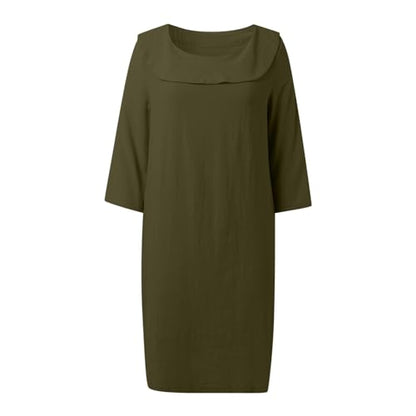 Muslim Dresses for Women Long Sleeve One-Piece Islamic Prayer Dress O Neck Casual Flowy Maxi Dress Dress - color: Green, size: 3X-Large