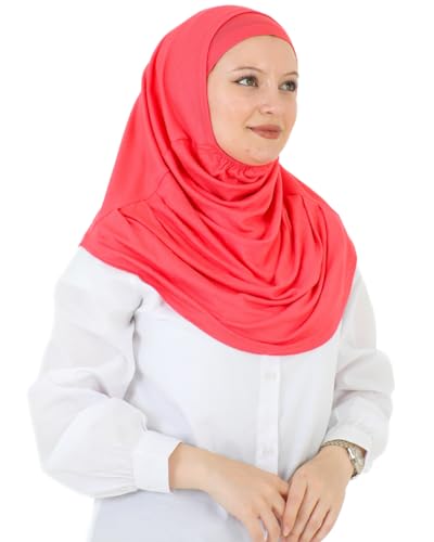 Prien Chic Ready To Wear Hijab For Women, Muslim Long Turban Undercap Set, Instant Scarf, Prayer Clothes For Girls, Abaya - color: Brink Pink