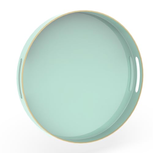 MAONAME 13" Mint Green Decorative Tray, Round Serving Tray with Handles - color: Mint Green, size: 13"