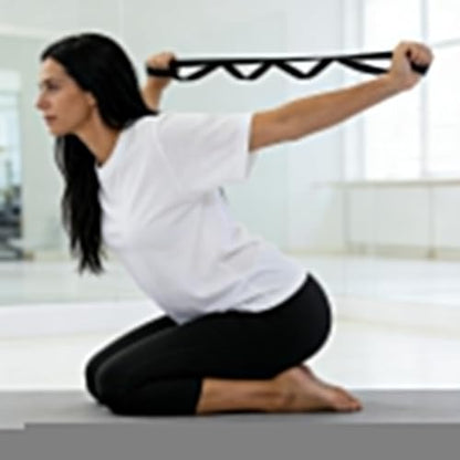 Stretching Strap with Exercise Book,Yoga Accessory, Fitness Strap for Body Stretching, Home Equipment - color: black