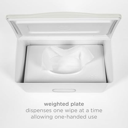 Ubbi Baby Wipes Dispenser with Weighted Plate, Oat | Rubber Seal Keeps Wipes Fresh, Non-Skid Feet, Holds Standard Pack of Wipes, Baby Changing Station Essential - color: Oat Wipes Dispenser, size: 1 Count (Pack of 1)