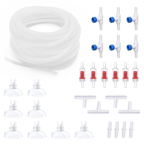 Premium Air Hose for Aquarium, Translucent, 50 ft, 3/16 inch | With Connector, Check Valve, Control Valve - color: Translucent, size: 50 ft.