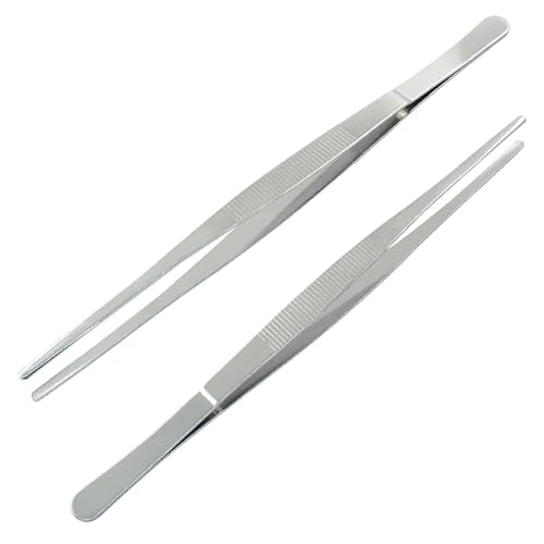 2 Pcs 10 Inch Stainless Steel Forceps, Straight | Metal Tweezers, Kitchen, Crafts, Plants - size: 10 Inch