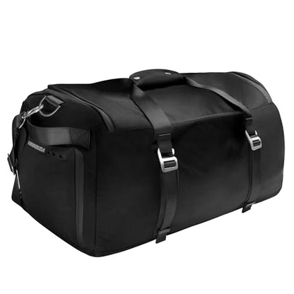 Hayabusa Airstream Athletic Duffle Gym Bag for Women and Men - Black, 50l duffle bag - 7 zippered Pockets, Good for travel, Boxing, MMA, BJJ, kickboxing, Muay Thai, wrestling, Glove/Shoe Compartment