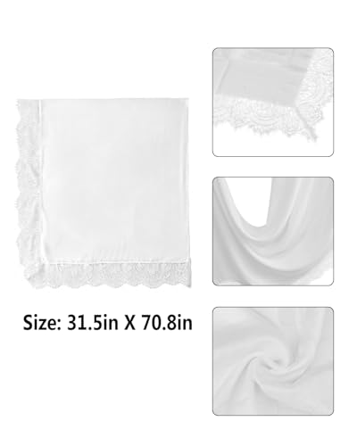 JUMISEE Elegant Floral Lace Hijab Scarf for Women Soft Cotton Head Wrap Instant Hijab Long Scarves Evening Dress Shawl - color: White