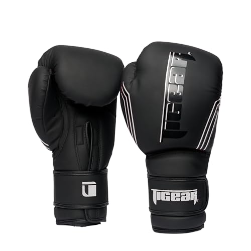 Tigear Surge Pro Boxing Gloves for Men Women & Kids | Engineered Leather Muay Thai Gloves, MMA Gear, Kickboxing Heavy Bag Training and Sparring - color: Black/White, size: 16 oz