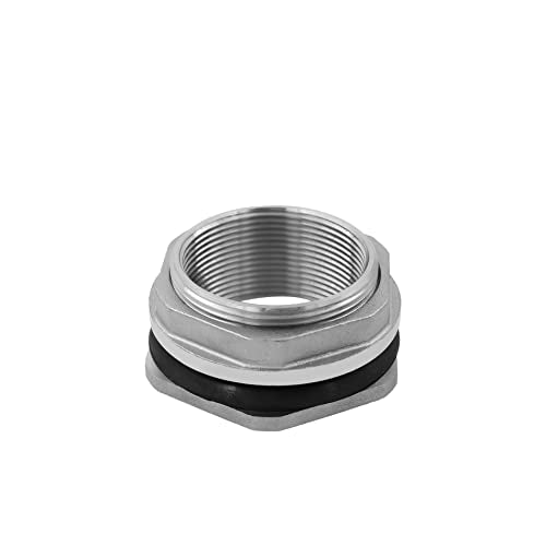 2" Bulkhead Water Tank Connector - SUS304 Stainless Steel Thru-Bulk Fitting, Pipe Adapter for Rain Barrels, Aquariums, Tubs, Pools, Spigot - size: 2 Inch