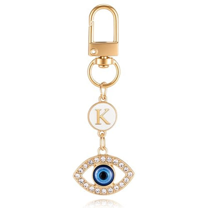 XGALBLA Small Evil Eye Keychains Initial Letter Key Chains for Women Men Car Key Bag Purse Charm- Good Luck Amulet Protection - color: Evil Eye 2-k