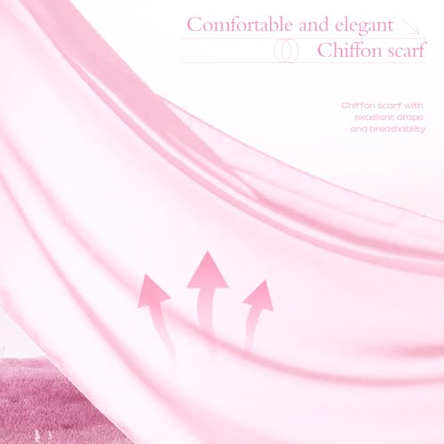 Chiffon Scarf,Soft Breathable Chiffon Shawls and Wraps,Silky Women's Hijab for Evening Dresses Wedding Bridal Scarves - color: Pink, size: 67 x 28 inches